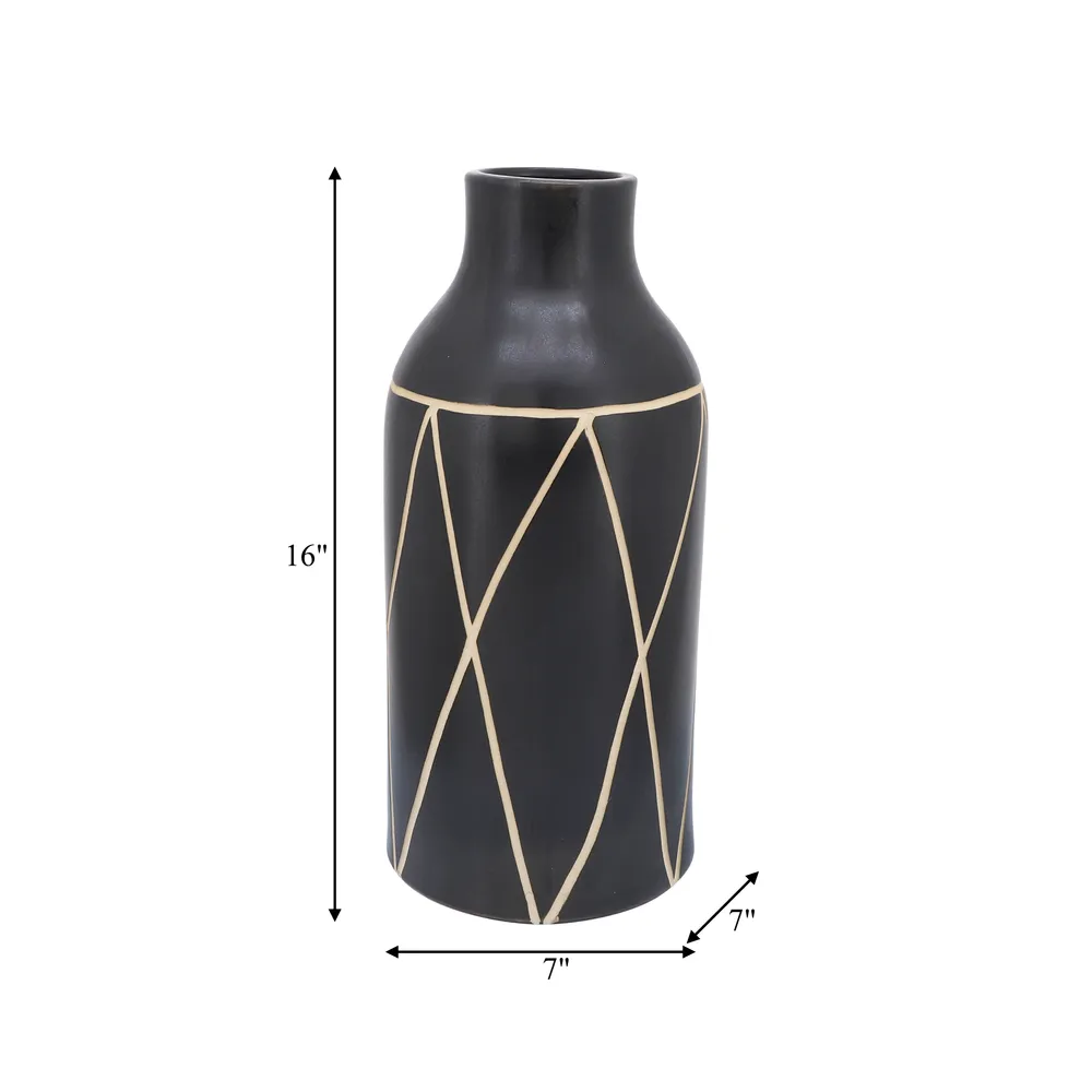 FENTONMOOR BLACK VASE 16 (IN)