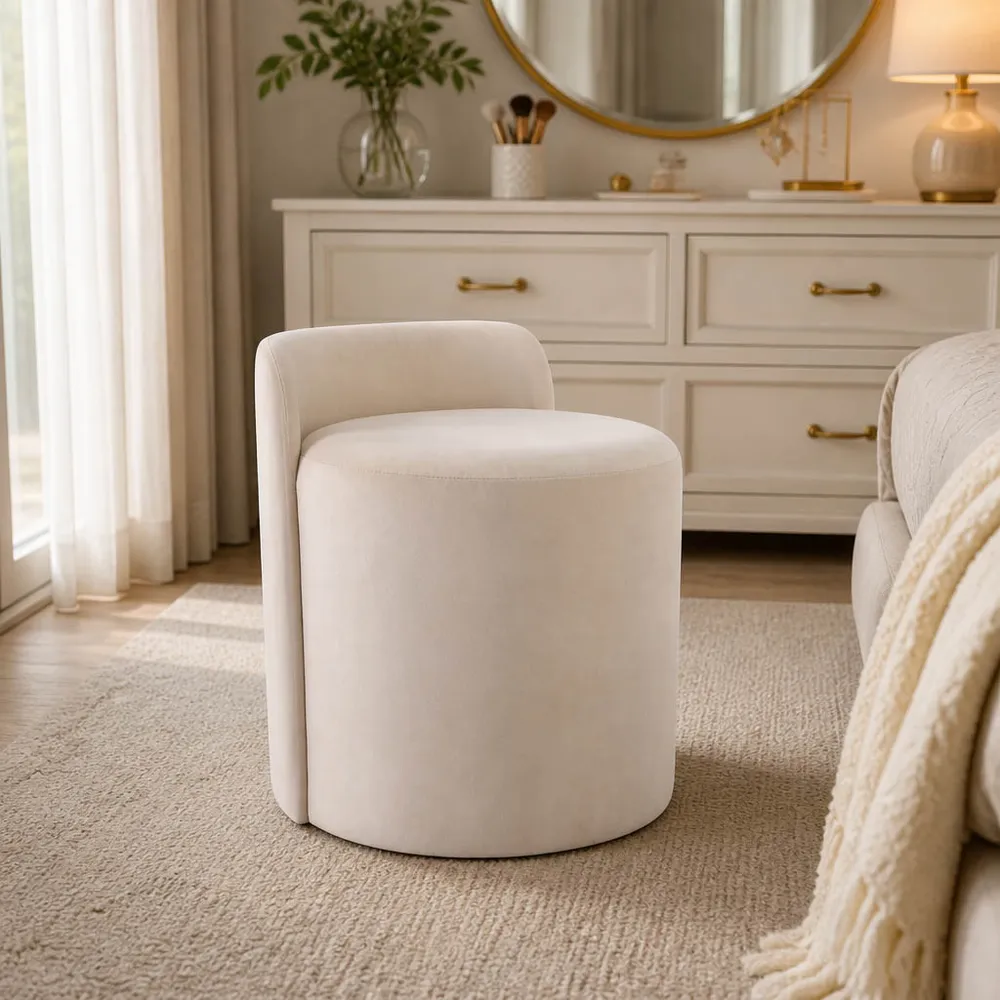 BAYARDMILL WHITE OTTOMAN 22 (IN)