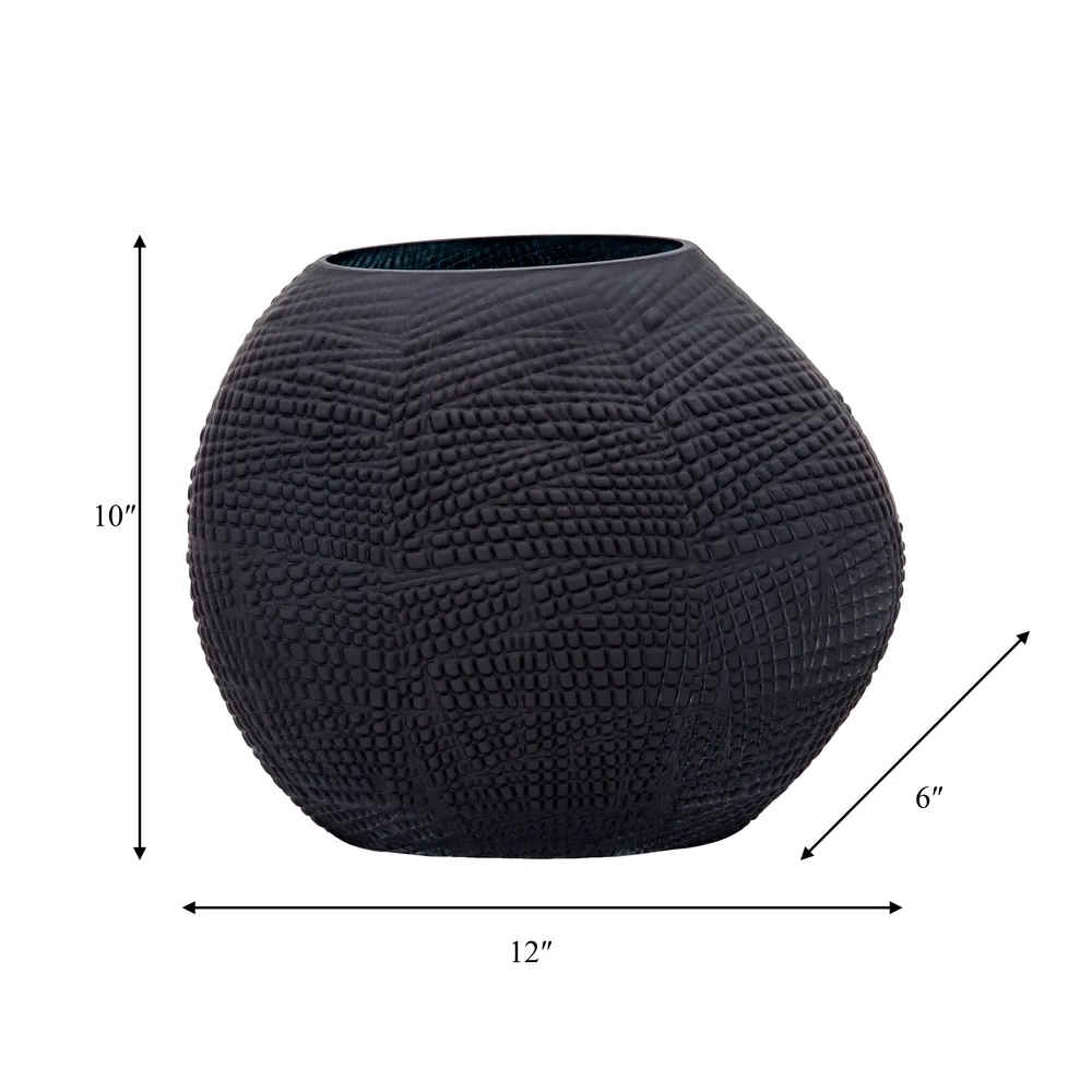 HELTONWELL BLACK GLASS VASE 10 (IN)