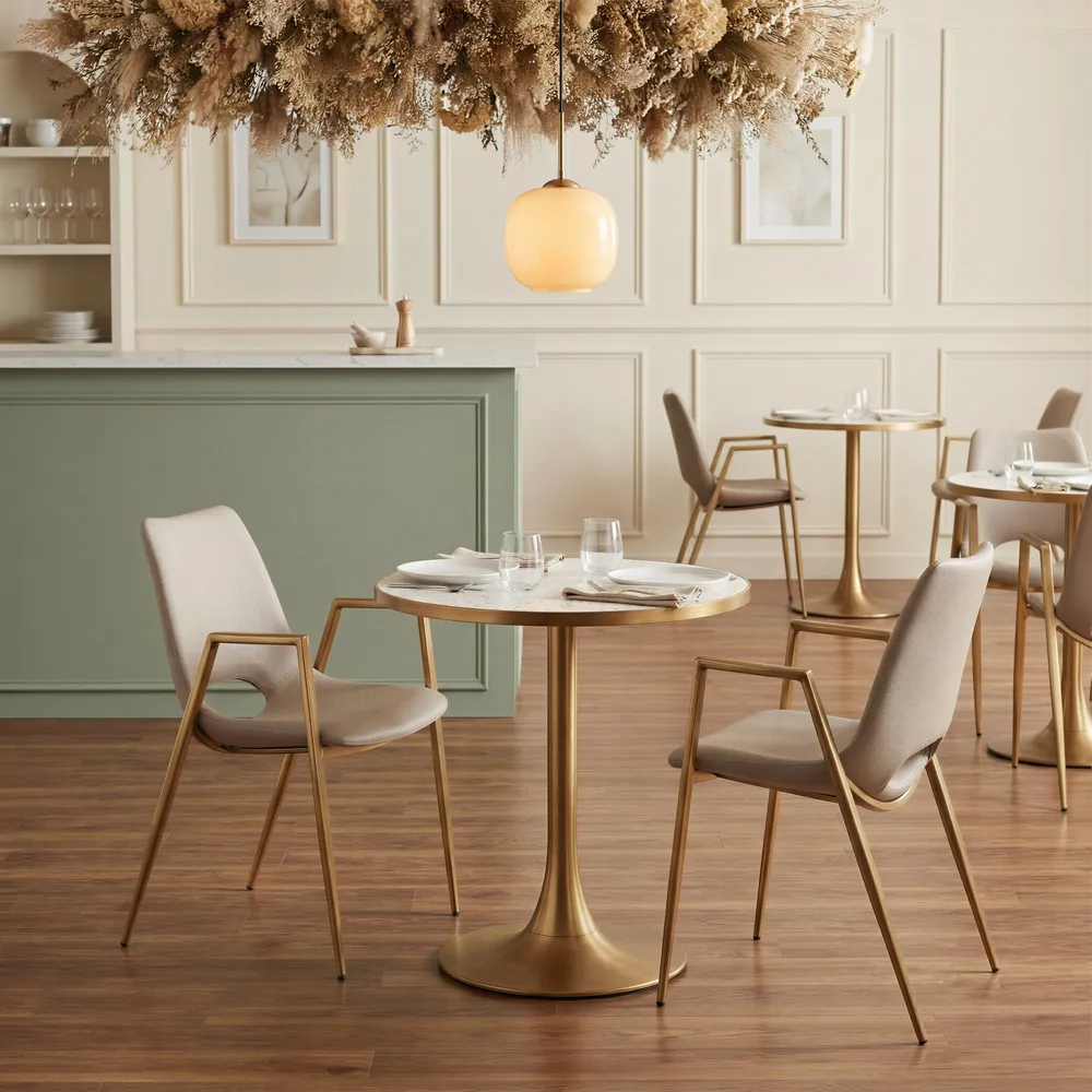 Desi Dining Chair Beige & Gold