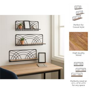 KIRAVIEW SET OF 3 BROWN WALL SHELF 8 (IN) 9