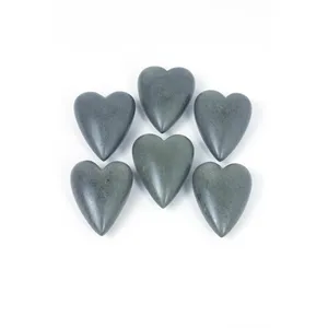 Set of 6 Dark Grey Hand-Carved Stone Hearts 3
