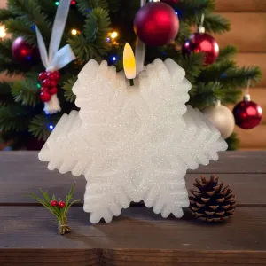 Snowflake Candle 2x5in Realistic Flame 1
