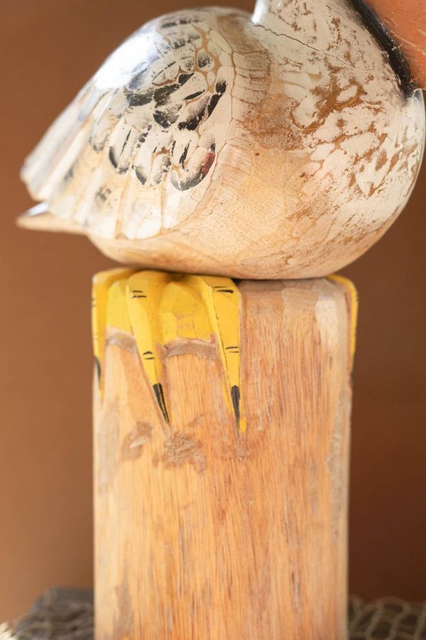 Carved Wood Pelican On A Piling