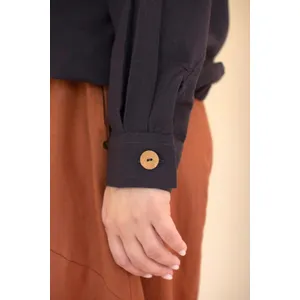 Lightweight Button-Front Bomber Jacket with Front Pockets / Midnight 4