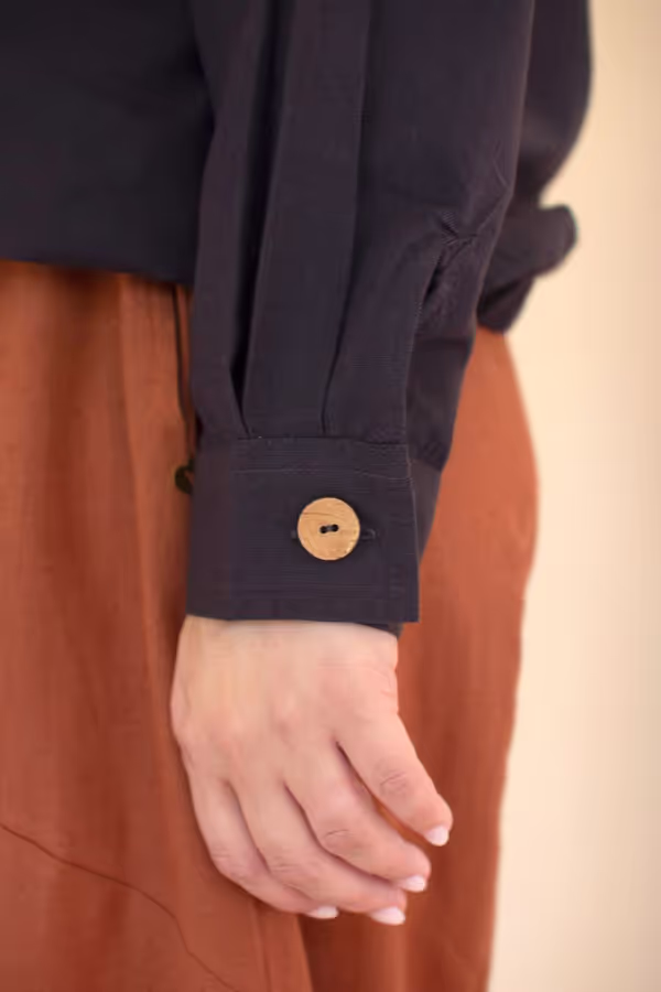 Lightweight Button-Front Bomber Jacket with Front Pockets / Midnight