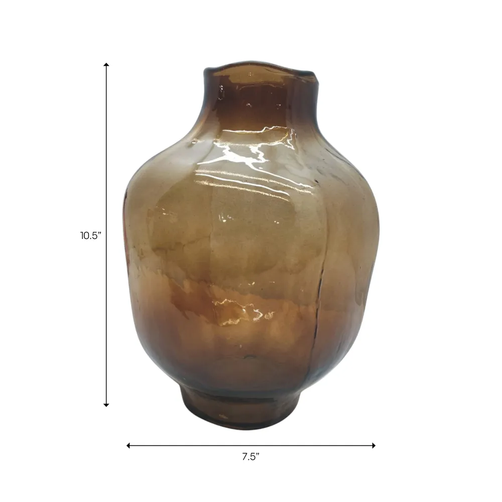 SARAHCLIFF BROWN GLASS VASE 11 (IN)