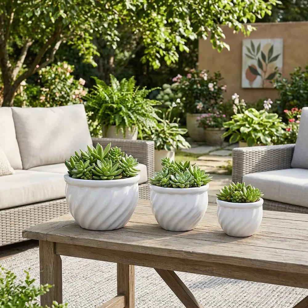RAYMONDHAVEN SET OF 3 WHITE PLANTER 9 (IN)