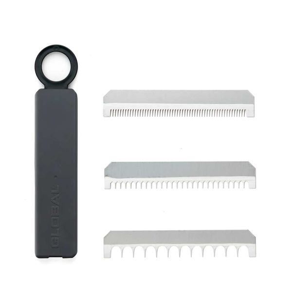 GLOBAL Vegetable Slicer, Regular, w/Plastic Blade Case (3 serration blades)