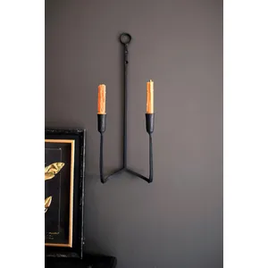 Forged-Iron Double Taper Wall Sconce 1
