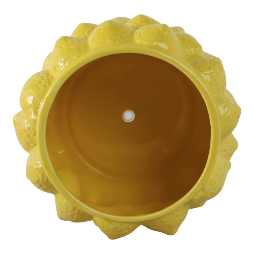 8" LEMONS FLOWER POT, YELLOW