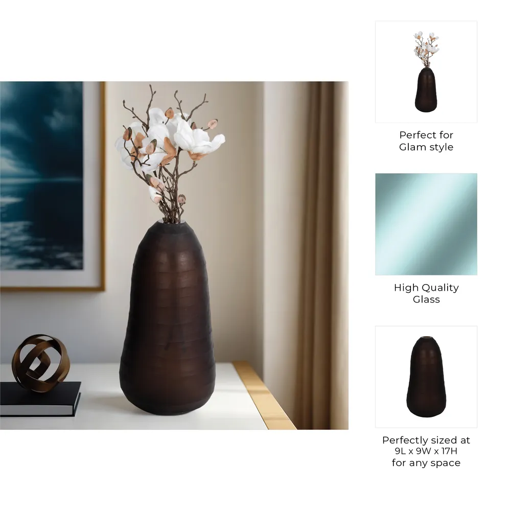 OWENWELL BROWN GLASS VASE 17 (IN)