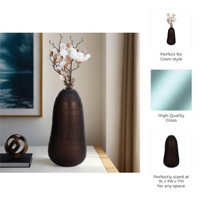 OWENWELL BROWN GLASS VASE 17 (IN) 9