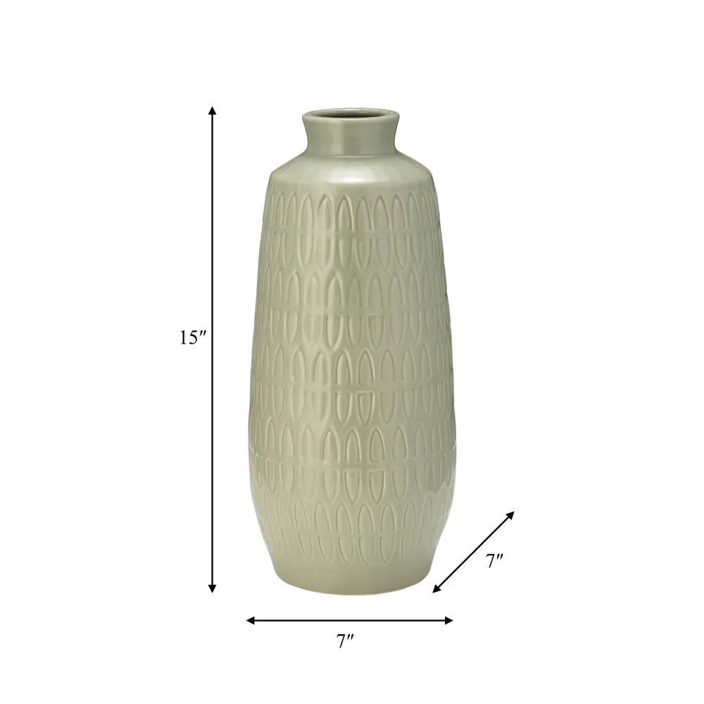 BECKLAKE GREEN VASE 15 (IN)