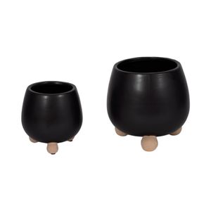 SUTTONOAK SET OF 2 BLACK PLANTER 8 (IN) 4