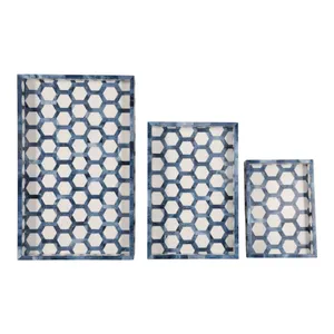 RHEAFORD SET OF 3 BLUE TRAY 2 (IN) 8