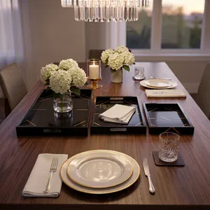 VINSONVIEW SET OF 3 BLACK TRAY 2 (IN) 12