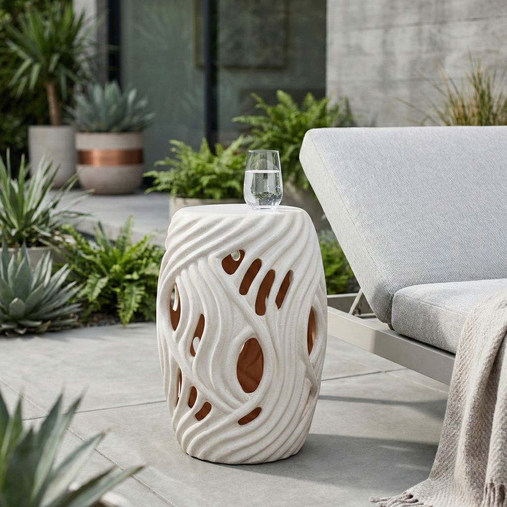 CHLOEMOOR WHITE GARDEN STOOL 19 (IN)