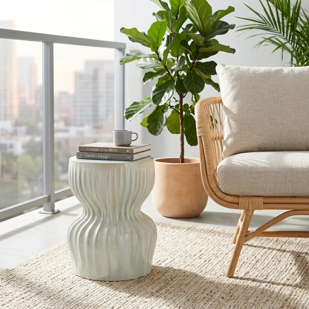 LEONAMILL WHITE GARDEN STOOL 19 (IN)