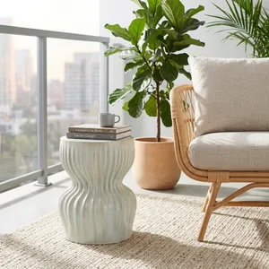 LEONAMILL WHITE GARDEN STOOL 19 (IN) 2