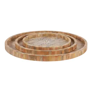 FENTONRUN SET OF 3 BROWN TRAY 2 (IN) 4
