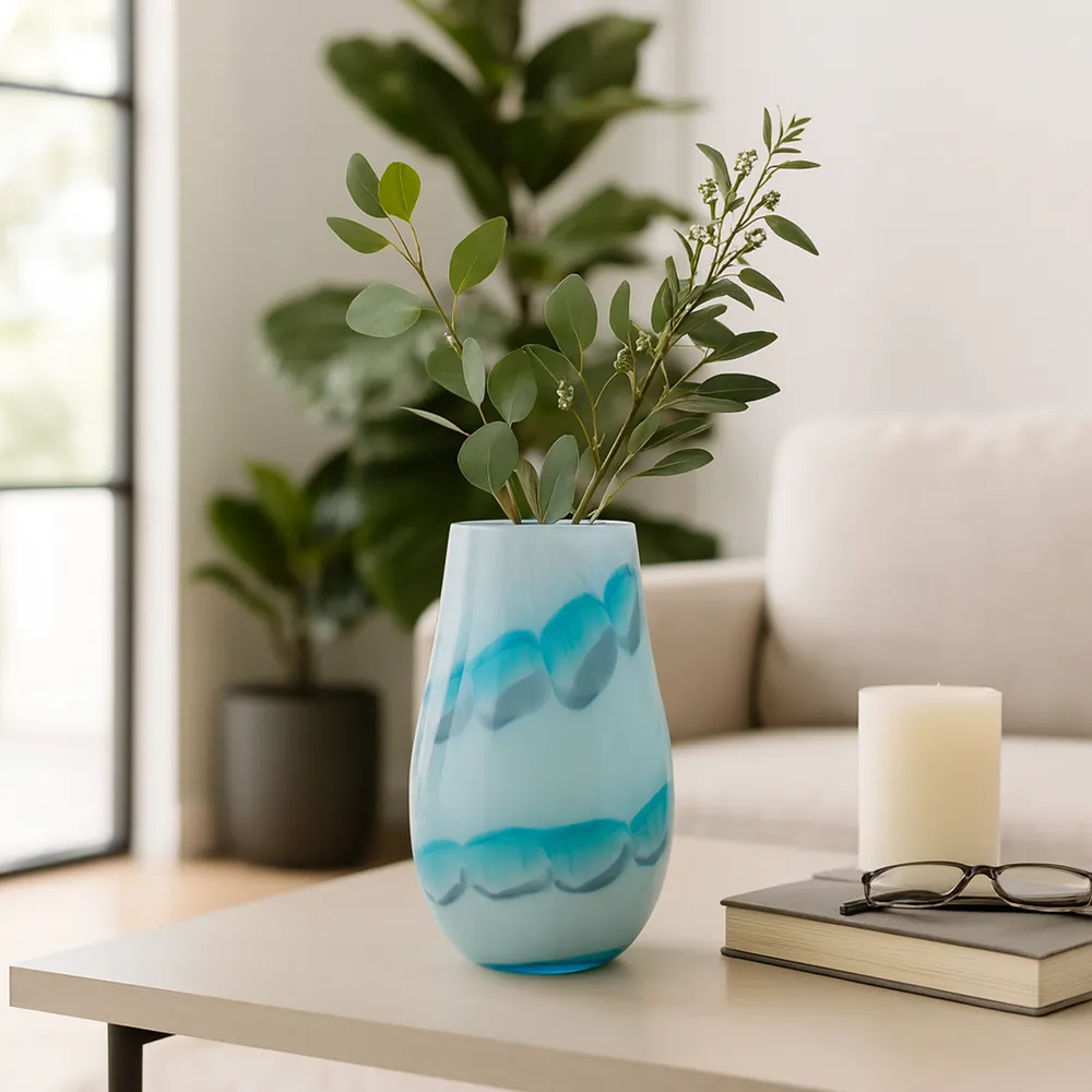 HELENARIDGE BLUE GLASS VASE 12 (IN)