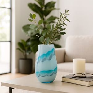HELENARIDGE BLUE GLASS VASE 12 (IN) 11