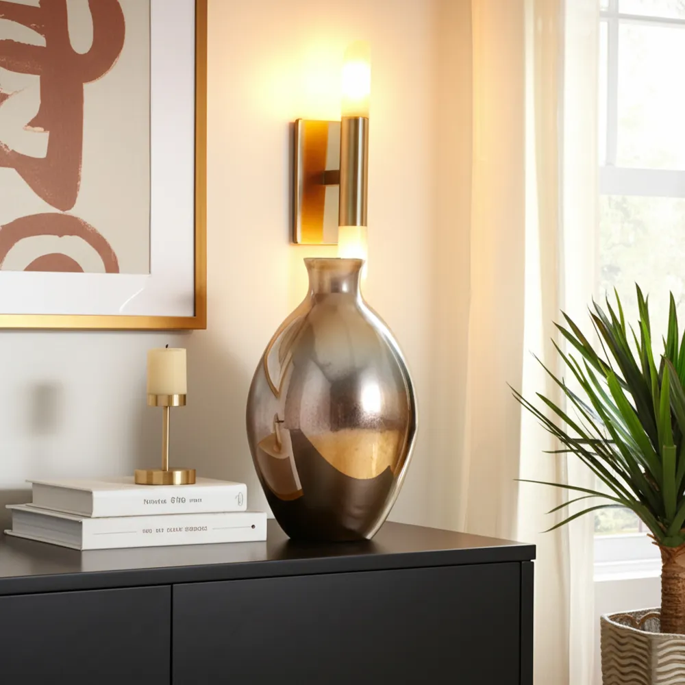 ELMONTDALE GOLD GLASS VASE 15 (IN)