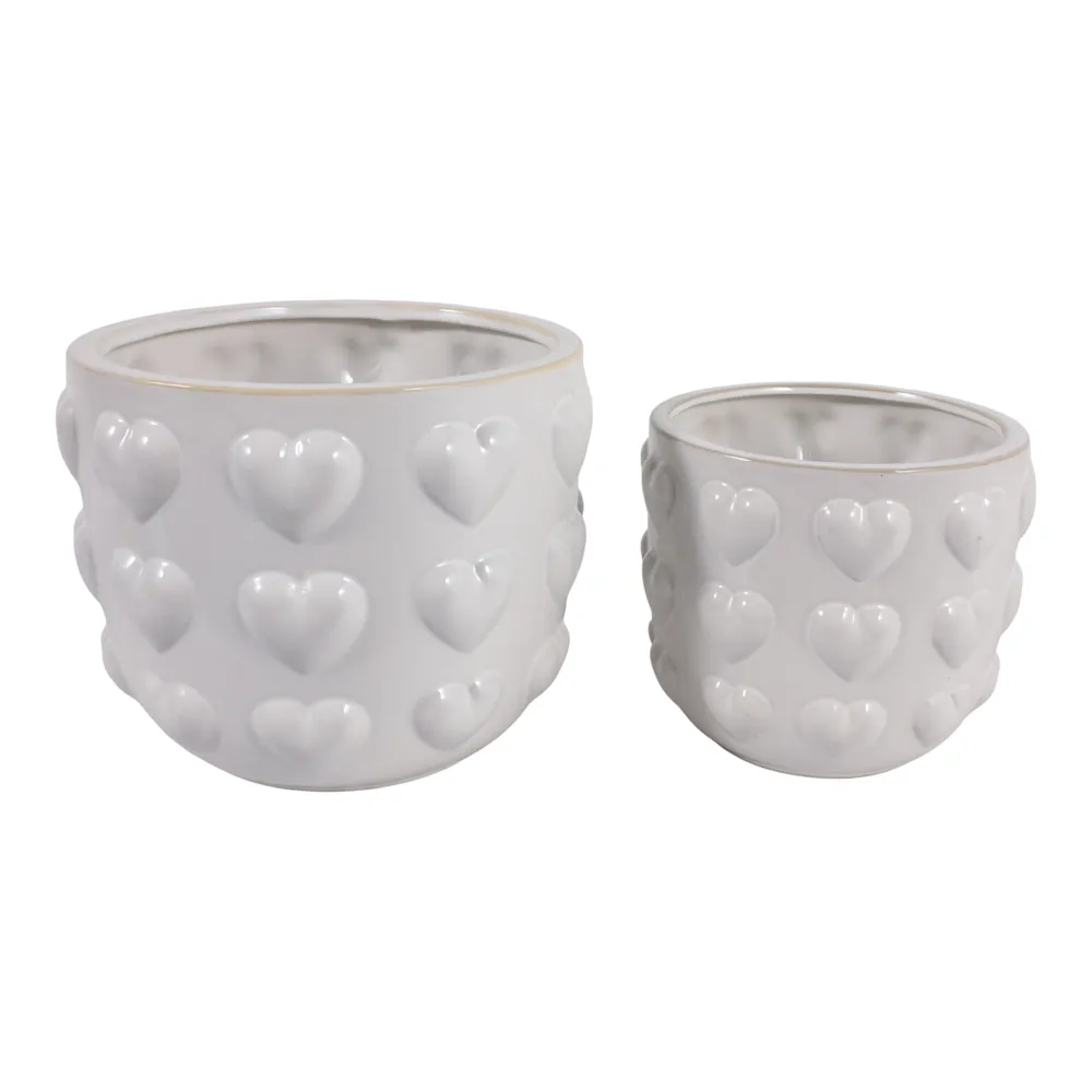 DRAPEROAK SET OF 2 IVORY PLANTER 10 (IN)