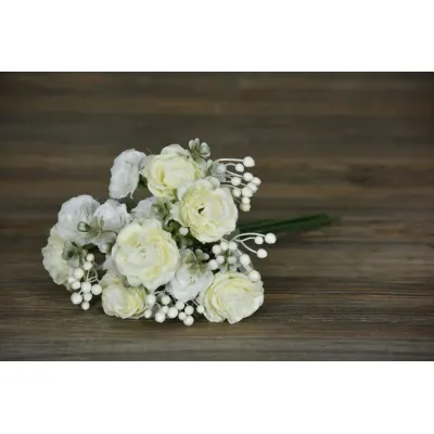 White Rose Bunch Pick 12in