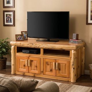 Cedar Log Widescreen Television Stand - Vintage