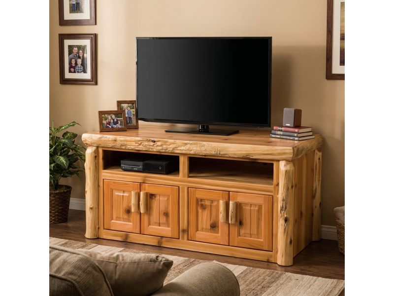 Cedar Log Widescreen Television Stand - Natural 1