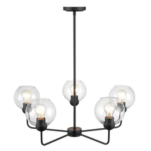 Boman 28'' Wide 5-Light Chandelier - Matte Black 4