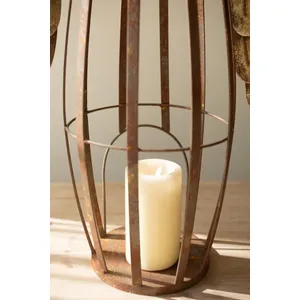 Rustic Metal and Gold Painted Christmas Angel Luminary 5