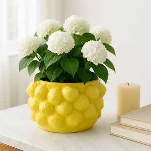 8" LEMONS FLOWER POT, YELLOW 11