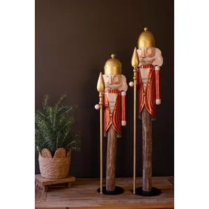 Set of 2 Painted Metal Nutcrackers on Wood Bases 2
