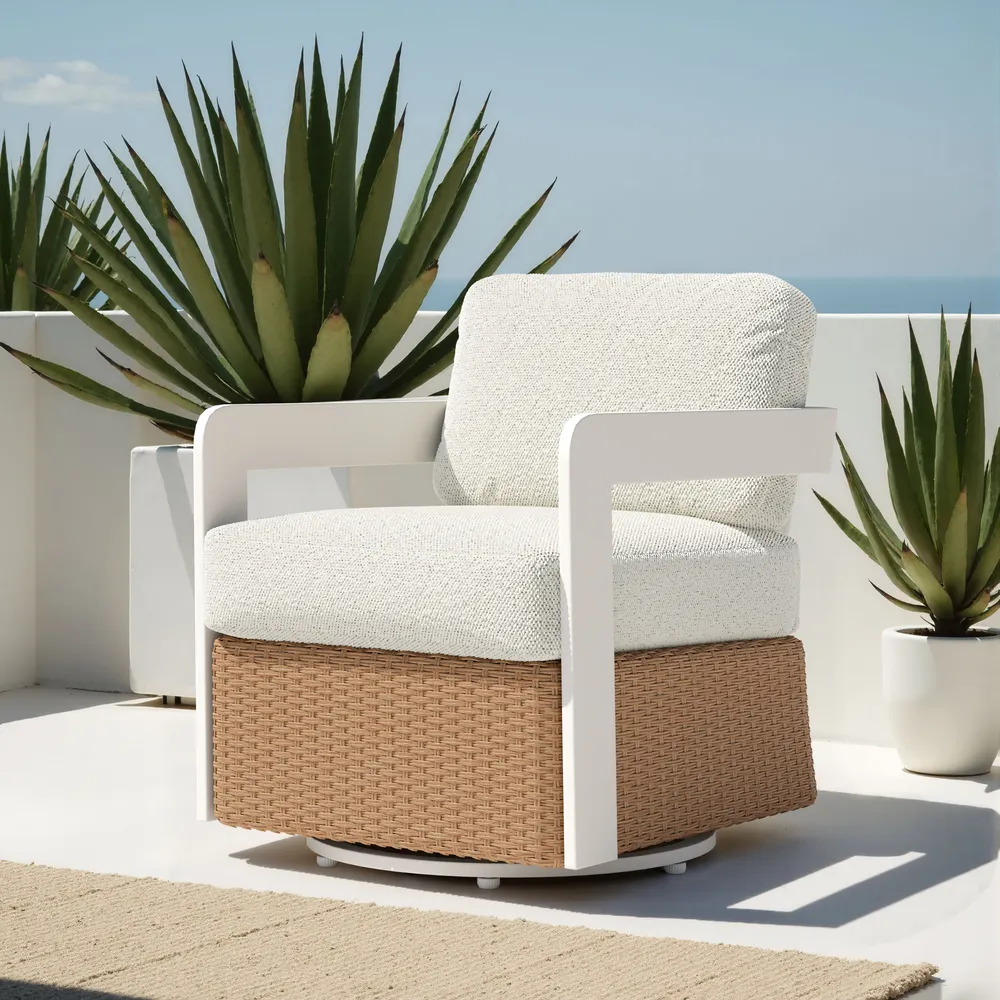 Gelo Swivel Chair White & Brown