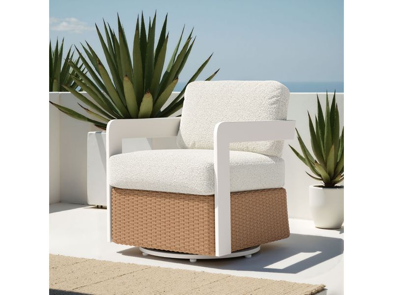 Gelo Swivel Chair White & Brown 2