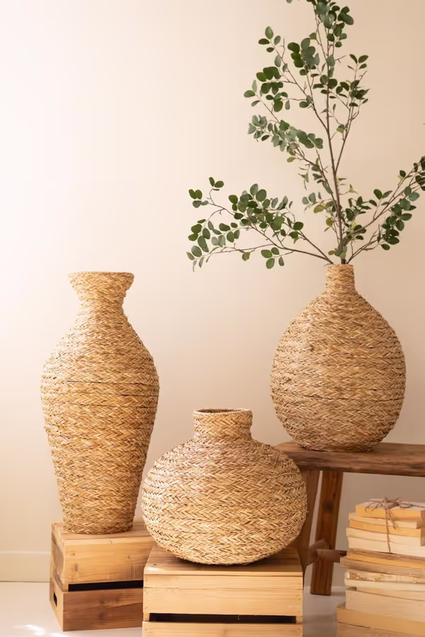 Set of 3 Natural Seagrass Vessels