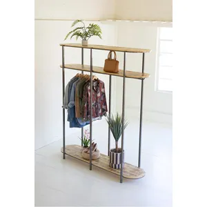 Tall Iron and Recycled Wood Garment Display 2