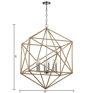 Exitor 34'' Wide 6-Light Chandelier - Polished Nickel 2