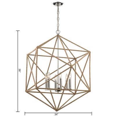 Exitor 34″ Wide 6-Light Chandelier - Polished Nickel