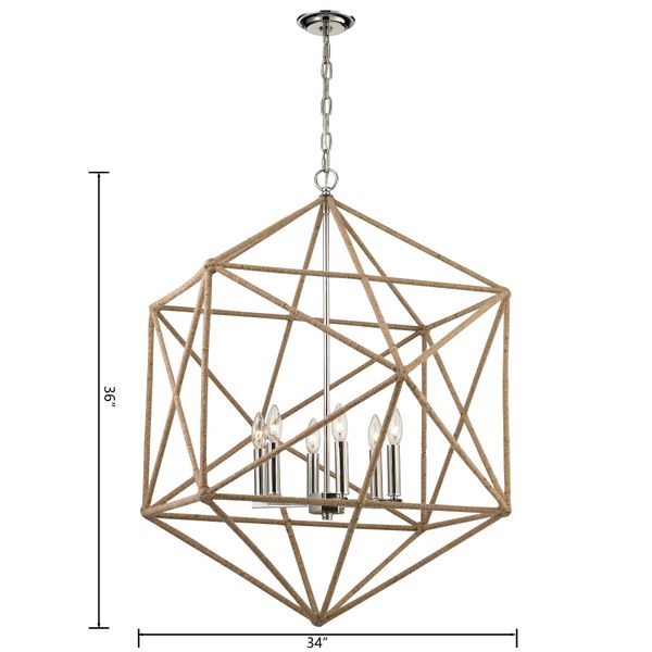Exitor 34'' Wide 6-Light Chandelier - Polished Nickel
