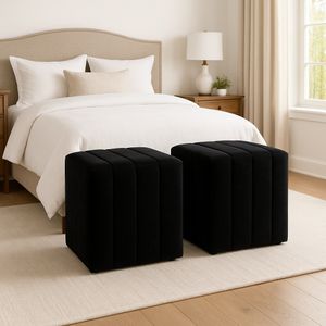 KENDALLVIEW BLACK OTTOMAN 19 (IN) 2