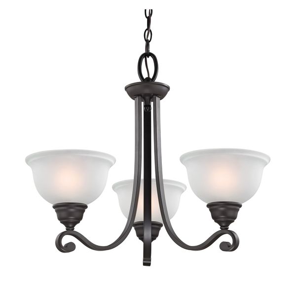 Hamilton 25'' Wide 3-Light Chandelier - Oil Rubbed Bronze with White Glass