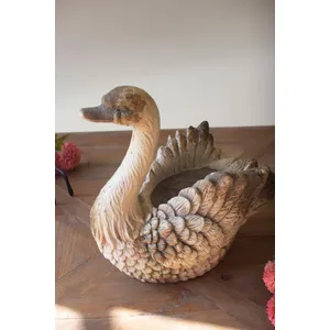 Faux Concrete Swan Planter 6