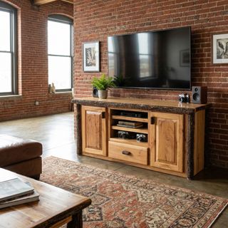 Hickory Log Entertainment Center - Espresso