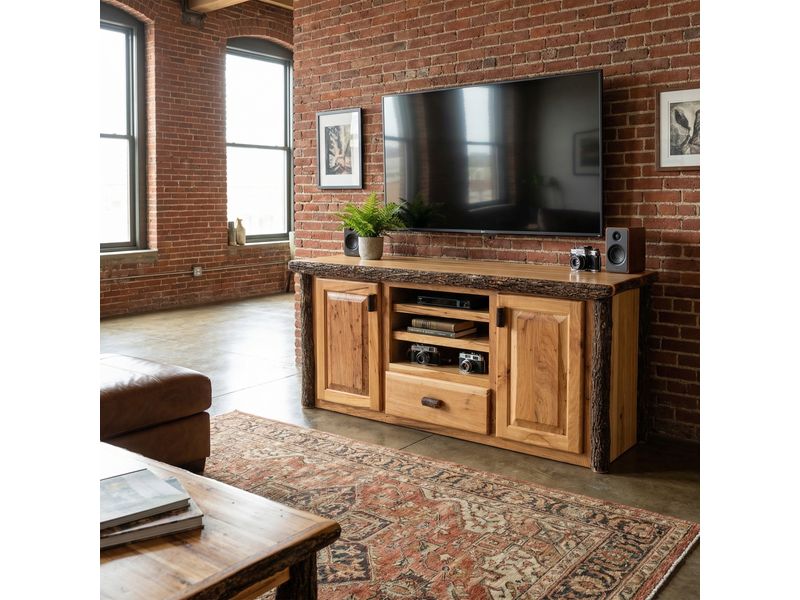 Hickory Log Entertainment Center - Cinnamon 1