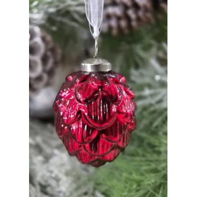 Snowy Pinecone Hanging Ornament 4.3in