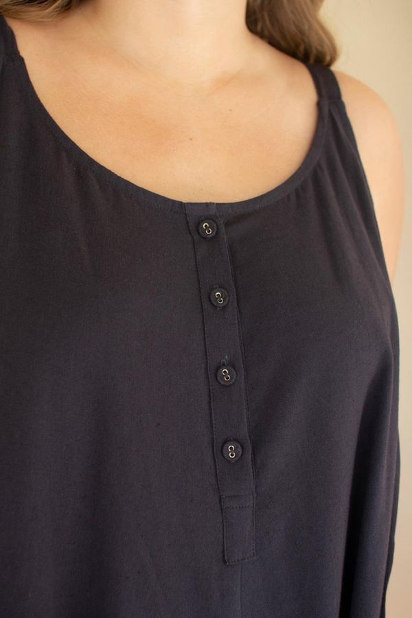 Adjustable Strap Flowy Jumper with Button Detail